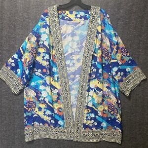 Soft Surroundings Kimono Cardigan Womens L XL Floral Open Front Duster Topper